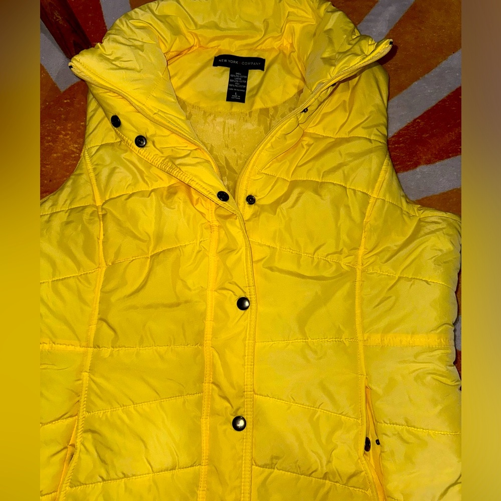 Yellow puffer vest